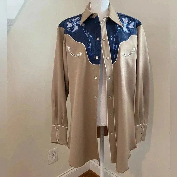 1970s H Bar C Western Gaberdine RanchWare Durango Vintage Shirt -Size 16 RARE! - Picture 1 of 4